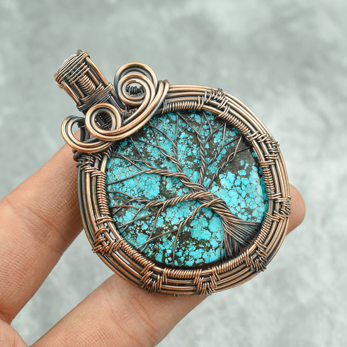 Turquoise Gemstone Tree of Life Pendant