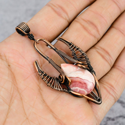 Pink Rhodochrosite Gemstone Bull Face Pendant