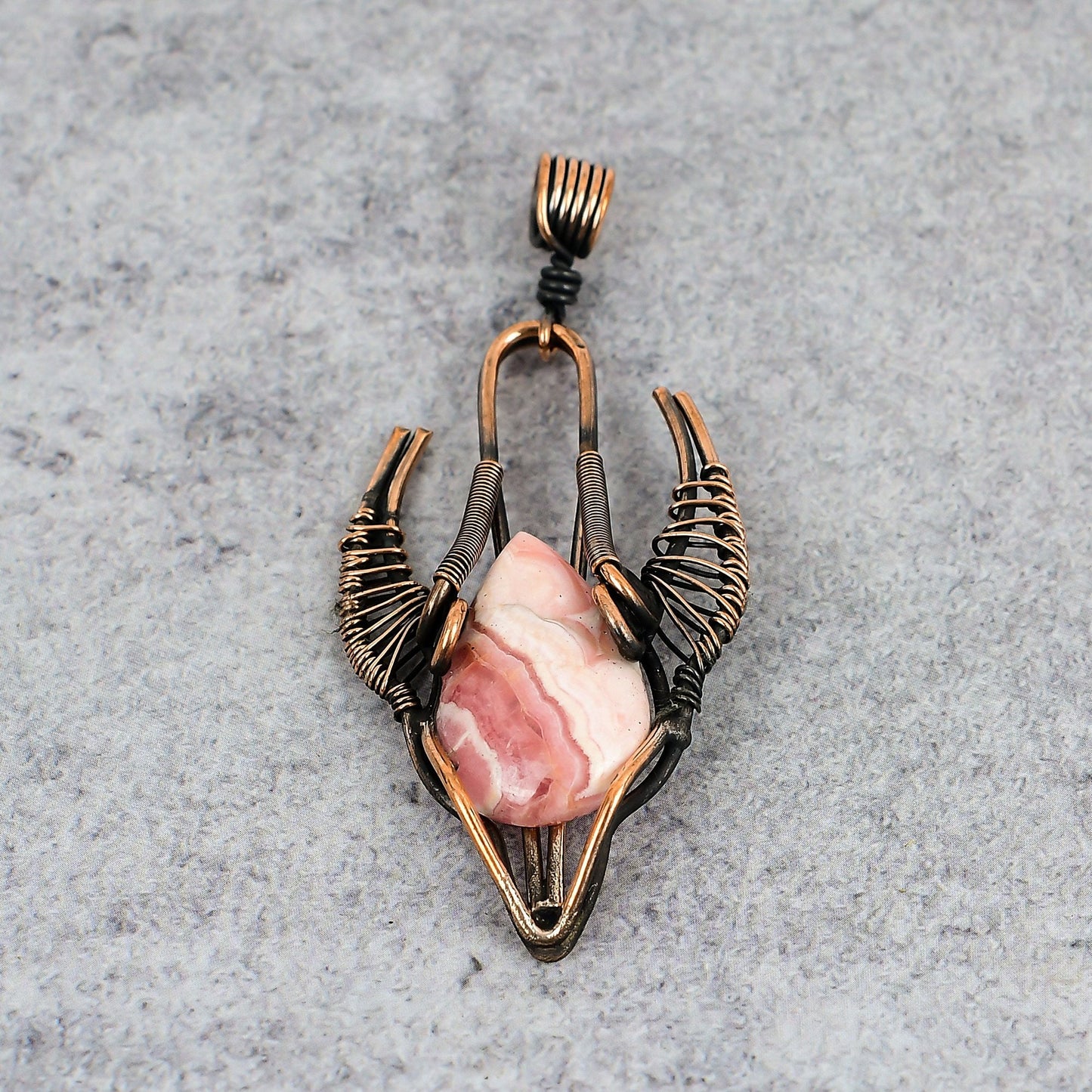 Pink Rhodochrosite Gemstone Bull Face Pendant