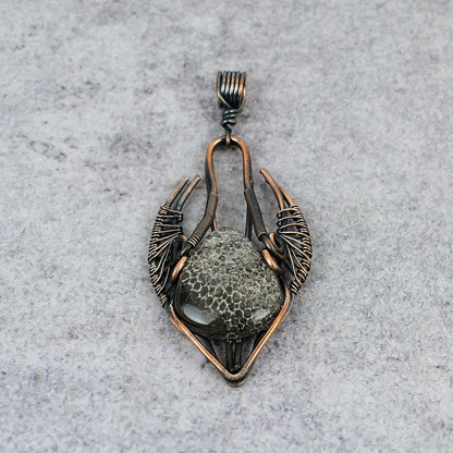 Red Stingray Coral Gemstone Bull Face Pendant