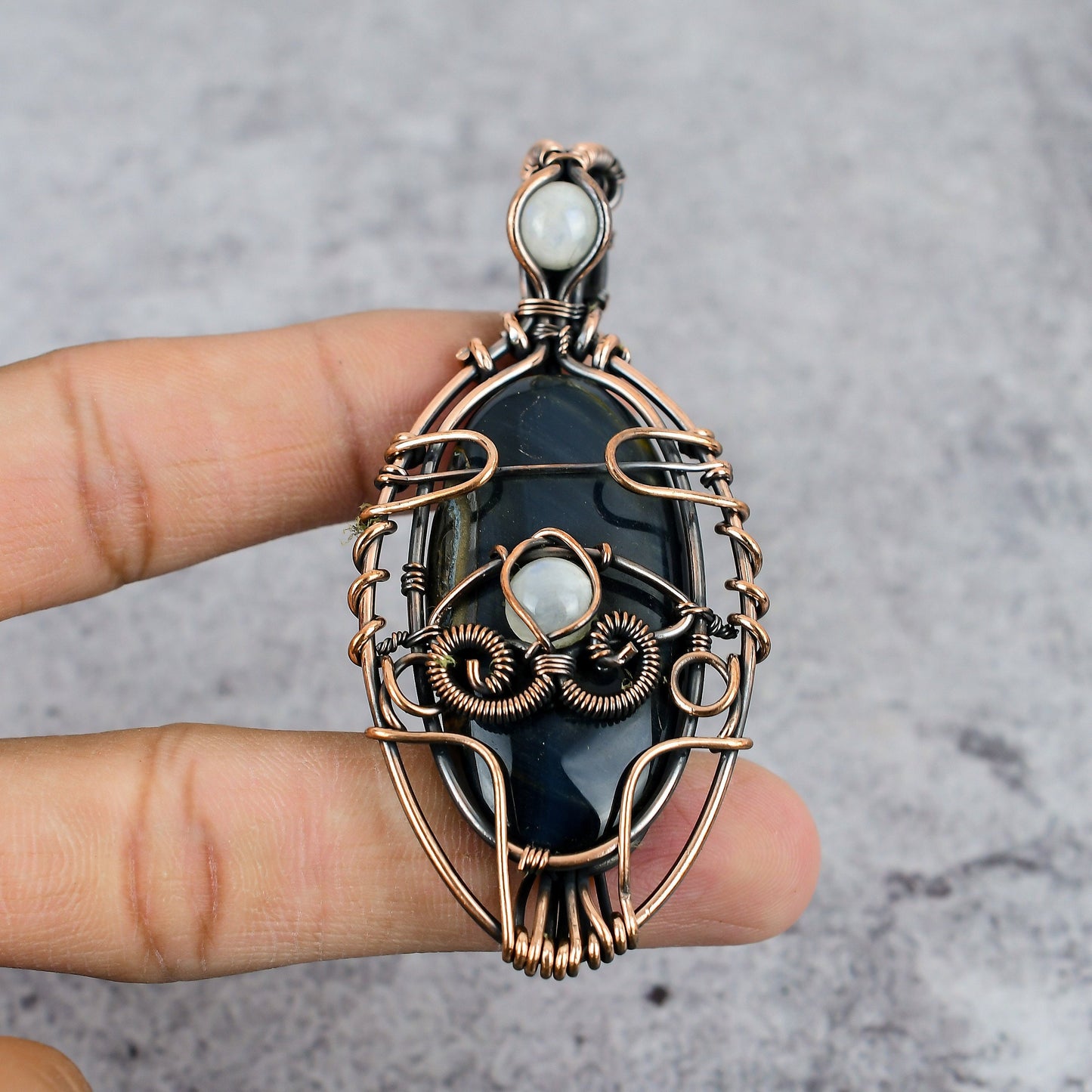 Blue Tiger Eye Gemstone Pendant