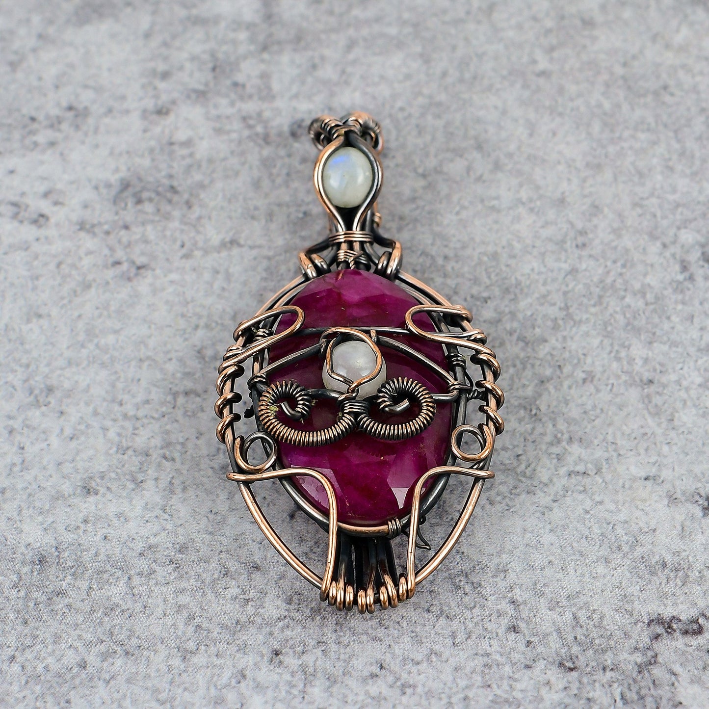 Red Ruby Gemstone Eye of Ra Pendant