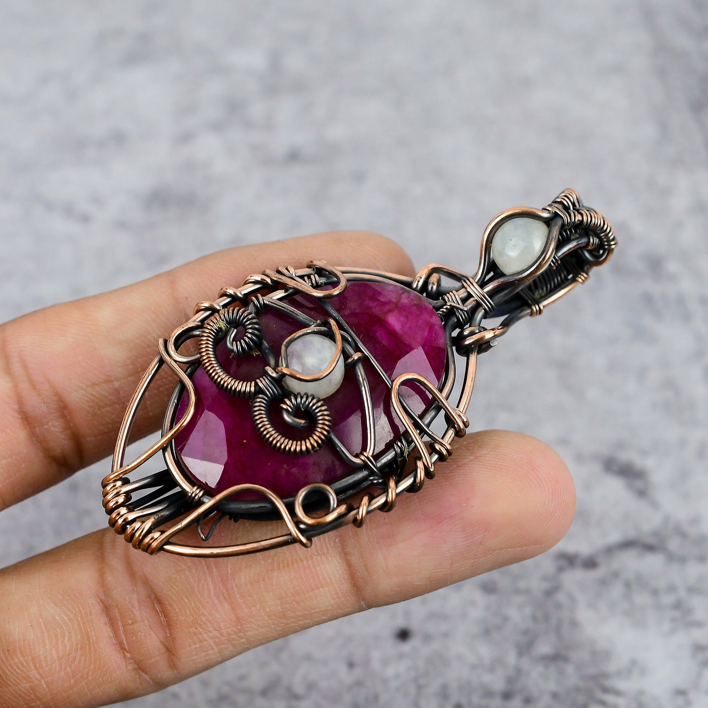 Red Ruby Gemstone Eye of Ra Pendant