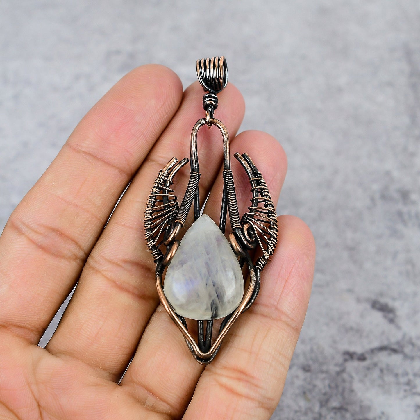 Rainbow Moonstone Gemstone Bull Face Pendant