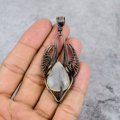 Rainbow Moonstone Gemstone Bull Face Pendant