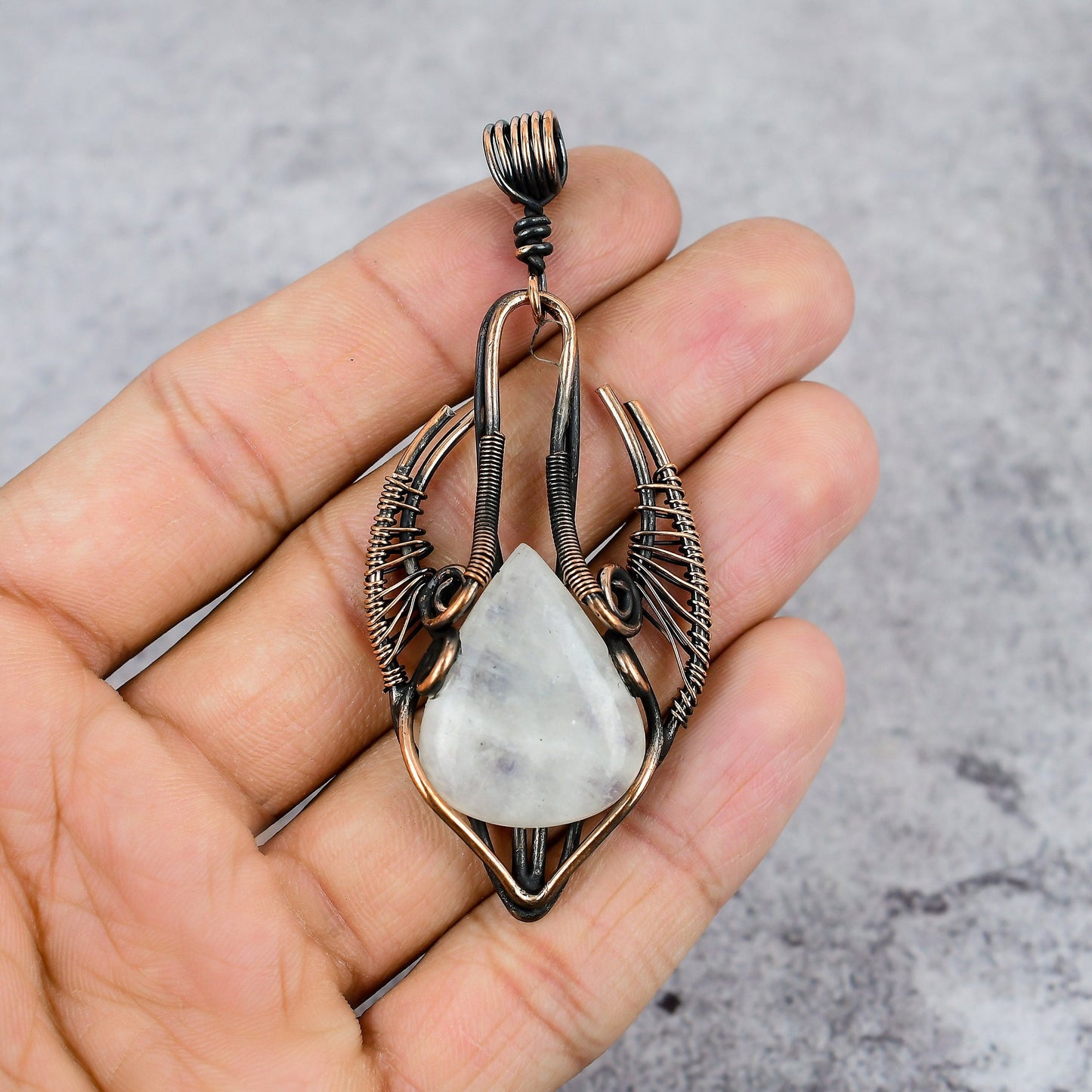 Rainbow Moonstone Gemstone Bull Face Pendant