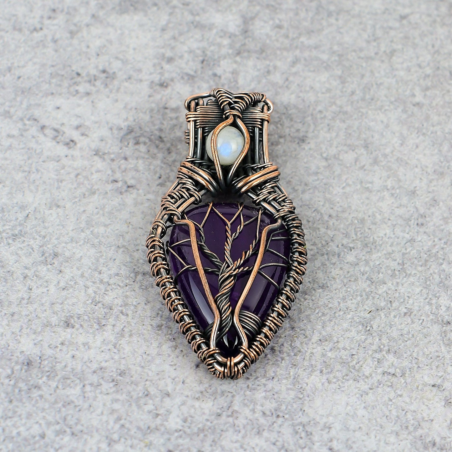 Purple Amethyst & Moonstone Gemstone Pendant
