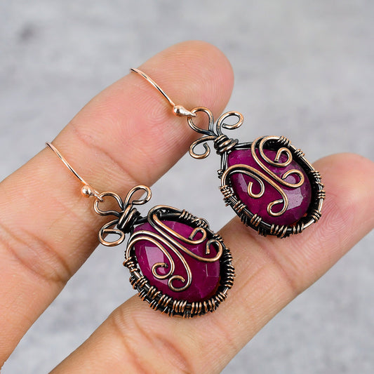 Red Ruby Gemstone Earrings