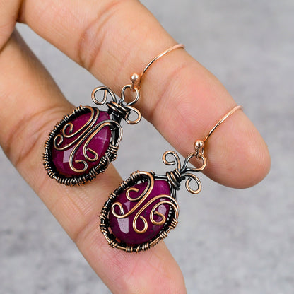 Red Ruby Gemstone Earrings