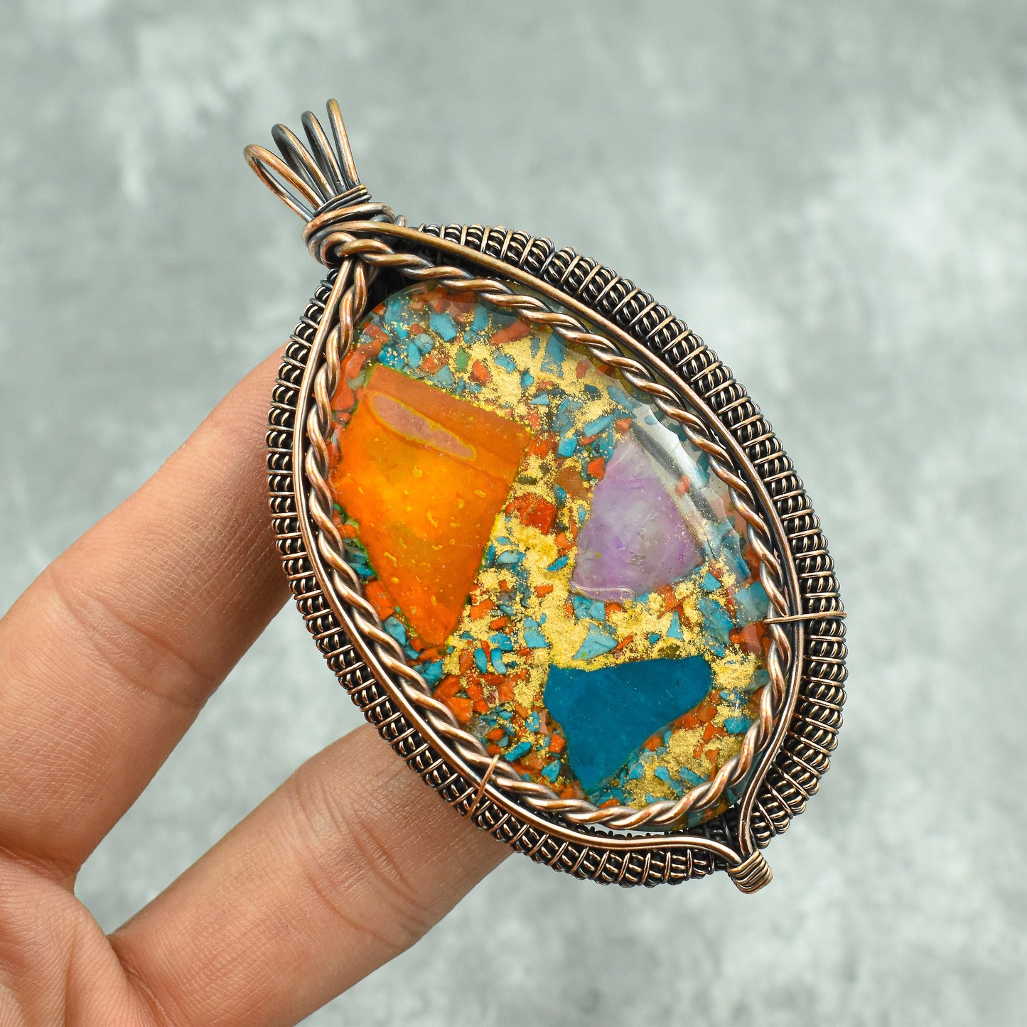 Turquoise Spiny Oyster Gemstone Pendant