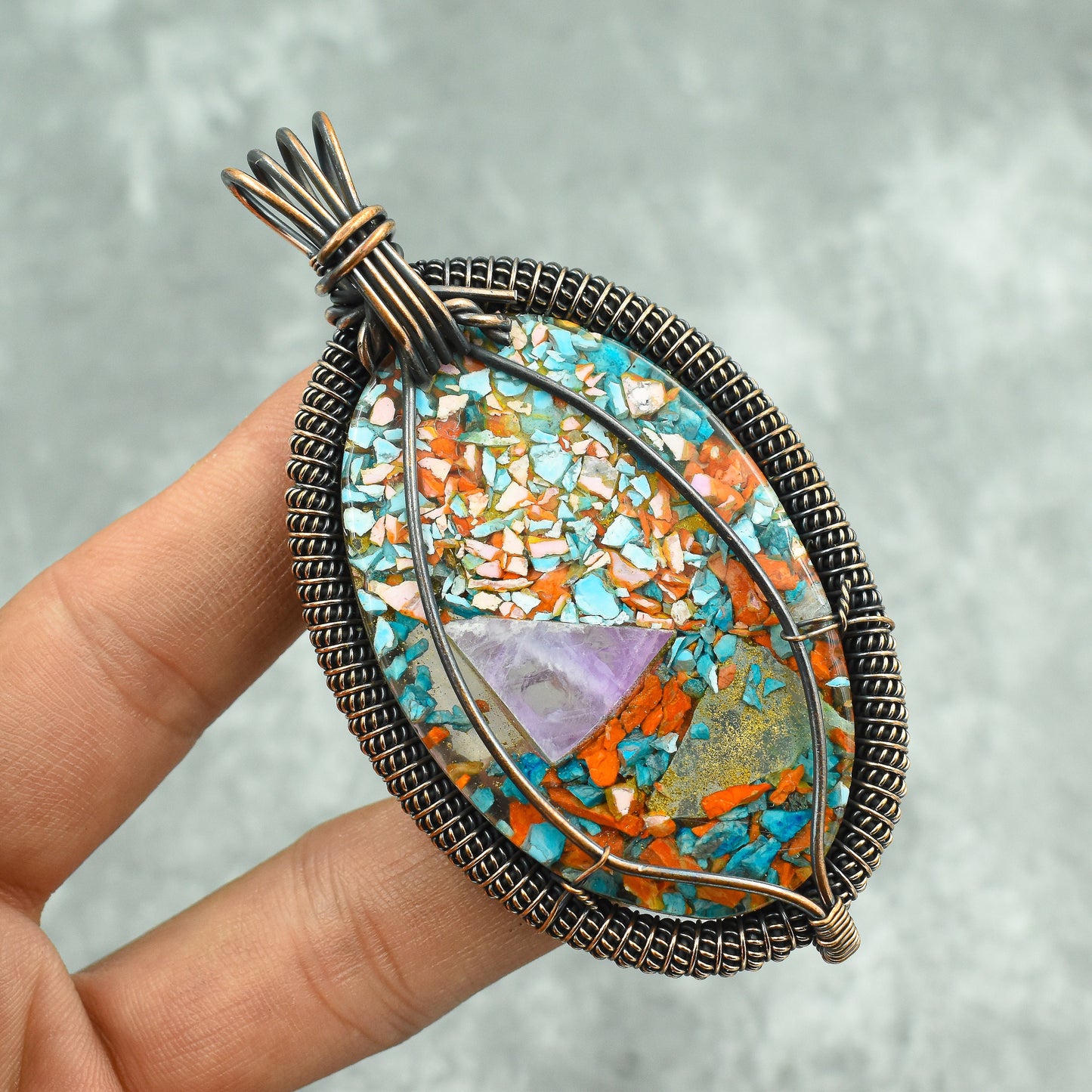 Turquoise Spiny Oyster Gemstone Pendant