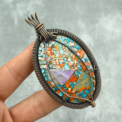 Turquoise Spiny Oyster Gemstone Pendant