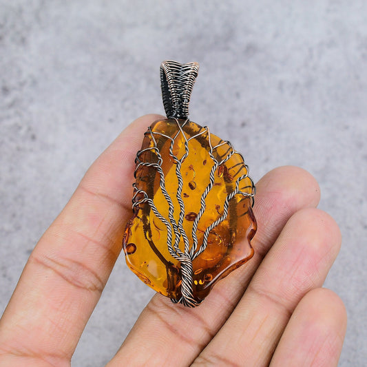 Golden Baltic Amber Gemstone Pendant