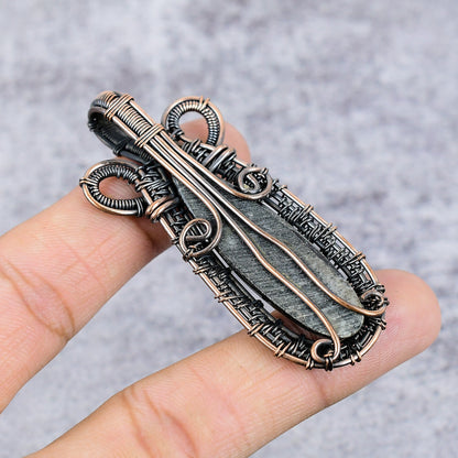 Black & White Orthoceras Gemstone Pendant