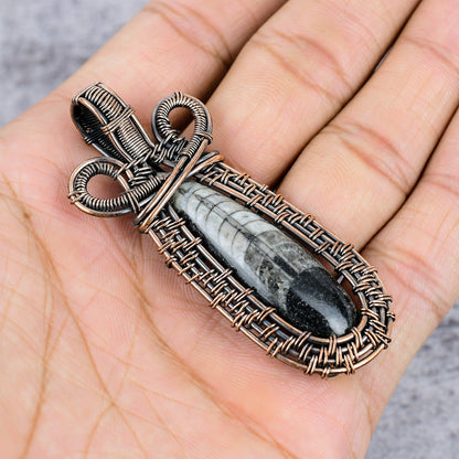 Black & White Orthoceras Gemstone Pendant
