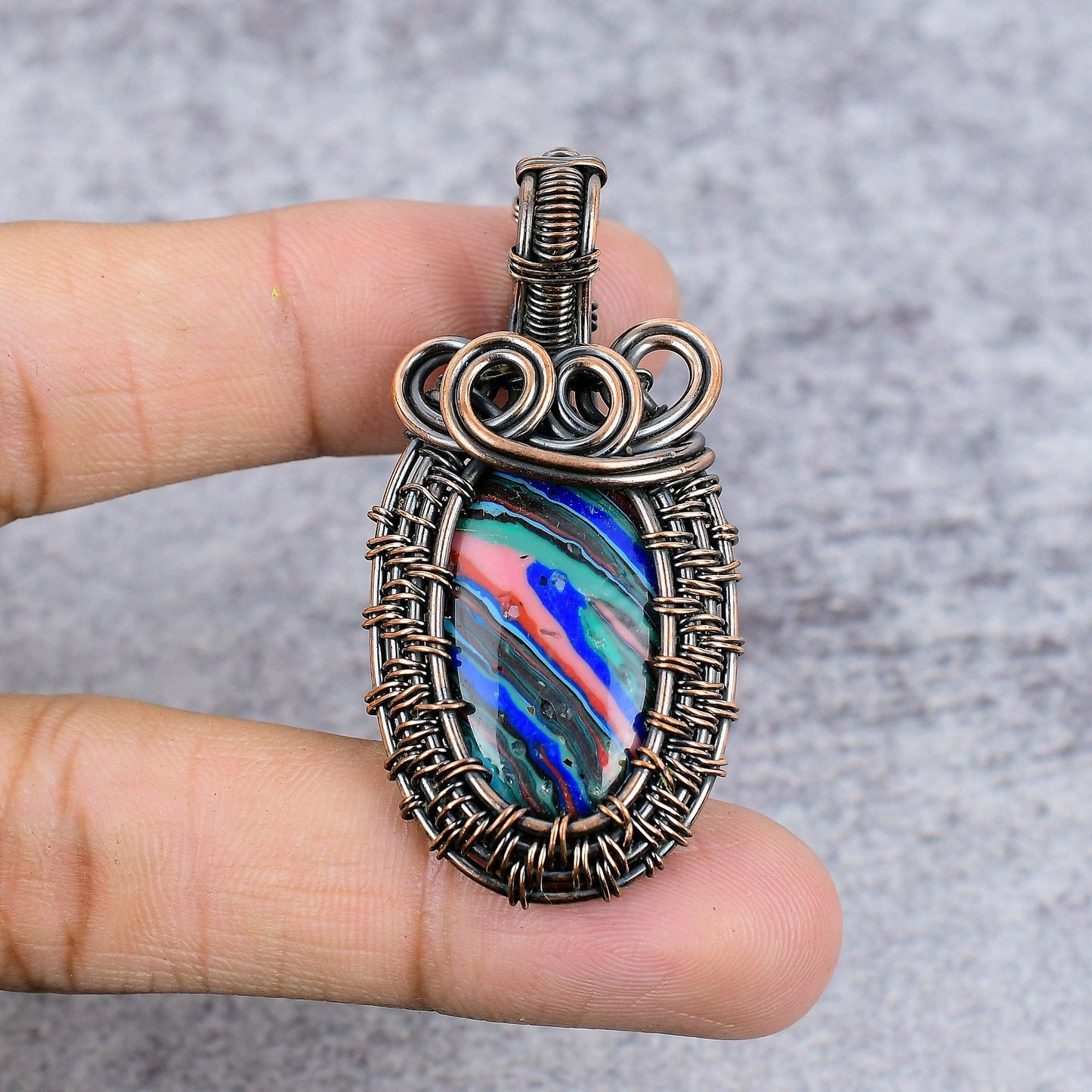Rainbow Calsilica Gemstone Pendant