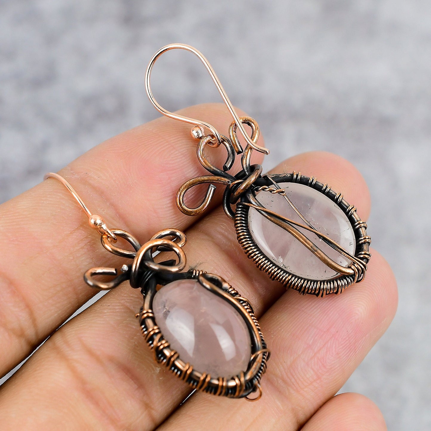 Pink Rose Quartz Gemstone Earrings