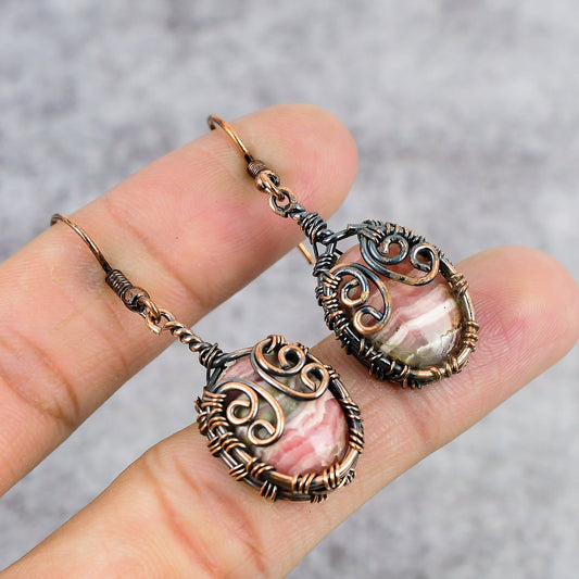 Pink Rhodochrosite Gemstone Earrings