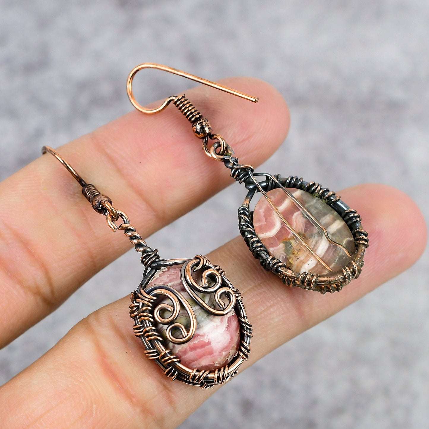 Pink Rhodochrosite Gemstone Earrings