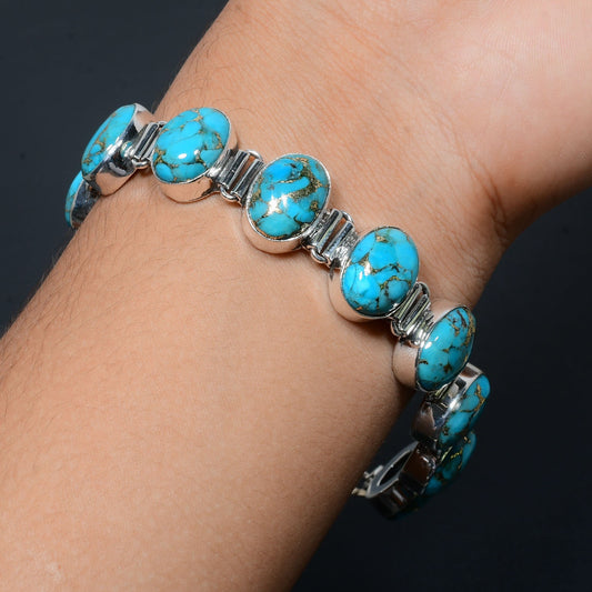 Blue Turquoise Gemstone Bracelet