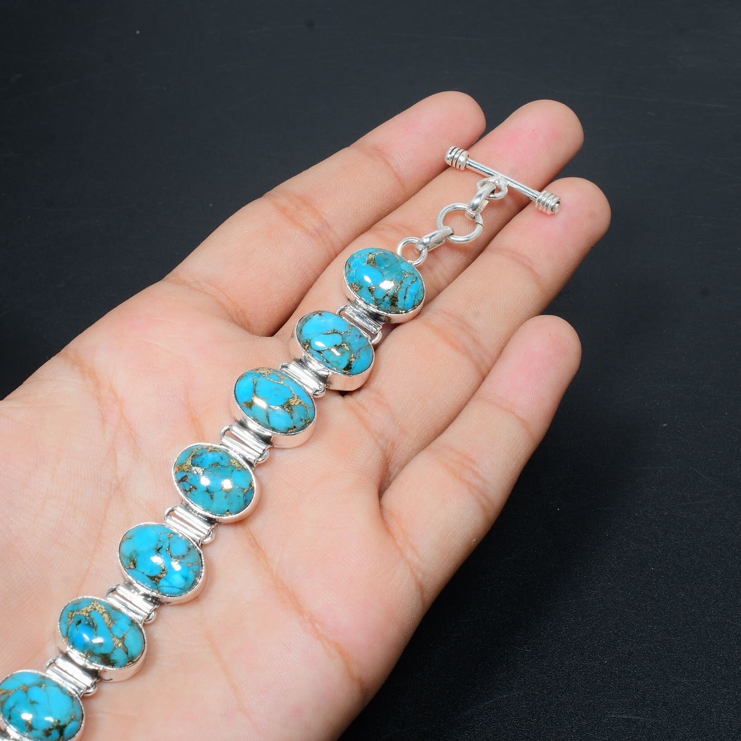 Blue Turquoise Gemstone Bracelet