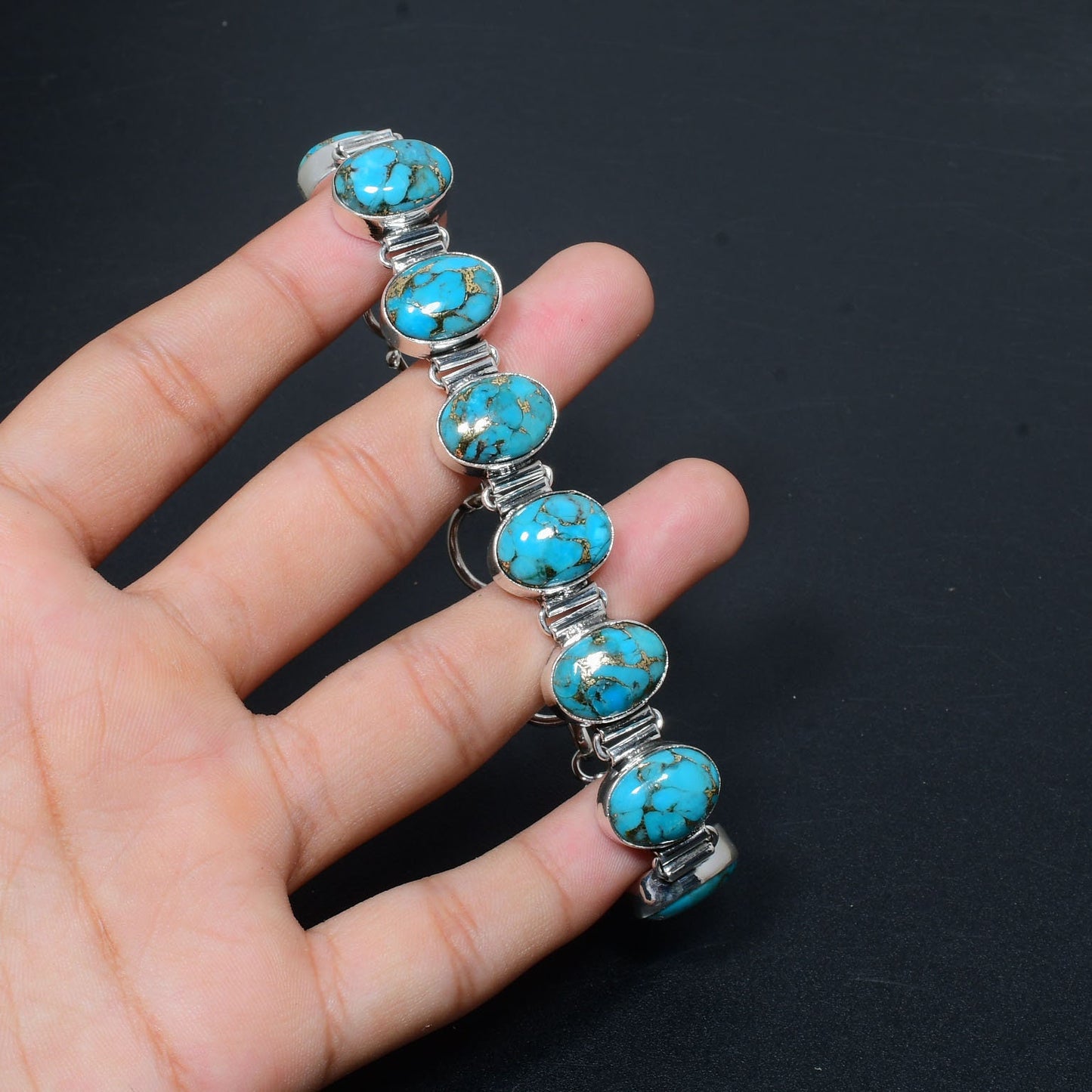 Blue Turquoise Gemstone Bracelet