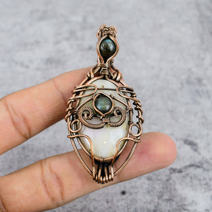 Pink Opal Gemstone Evil Eye Pendant