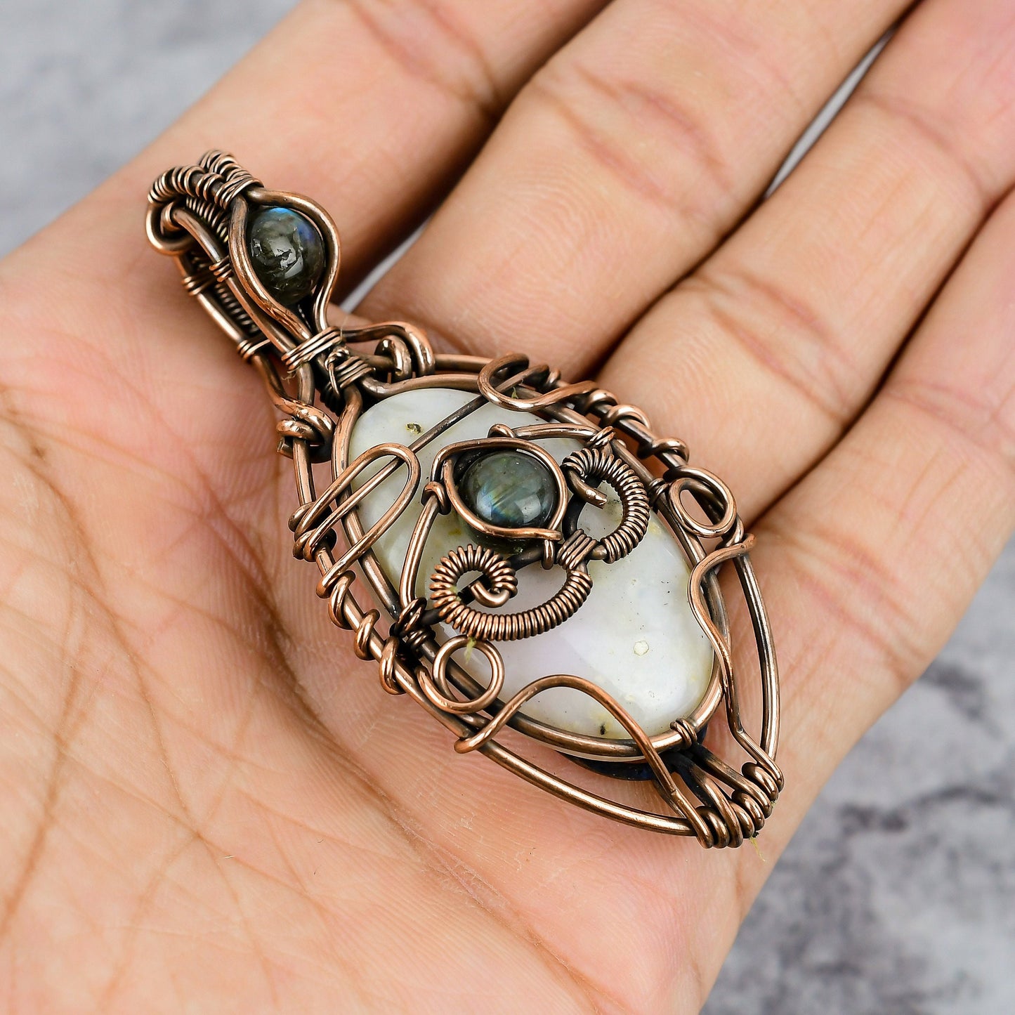 Pink Opal Gemstone Evil Eye Pendant