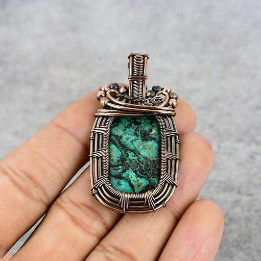 Blue Green Azurite Malachite Gemstone Pendant