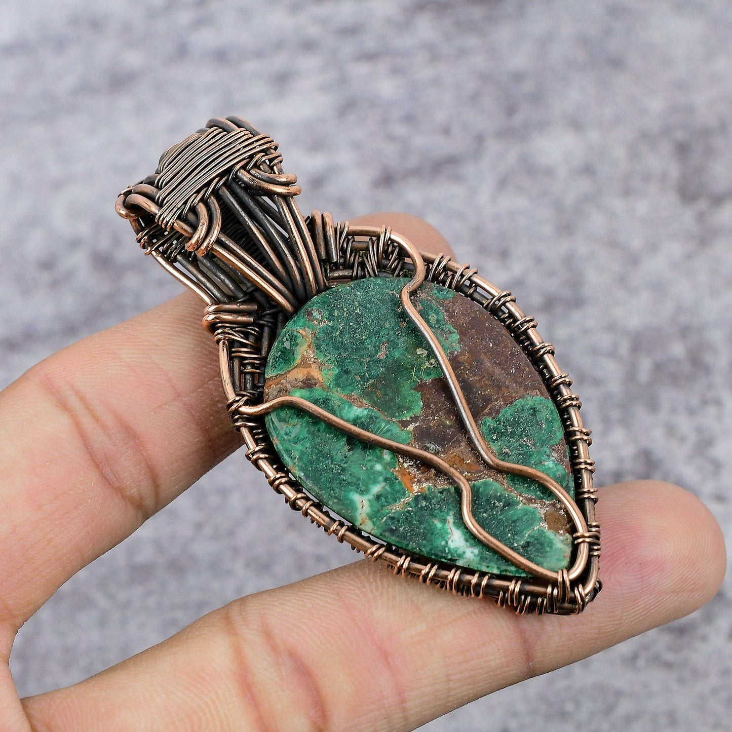 Blue Green Azurite Malachite Gemstone Pendant