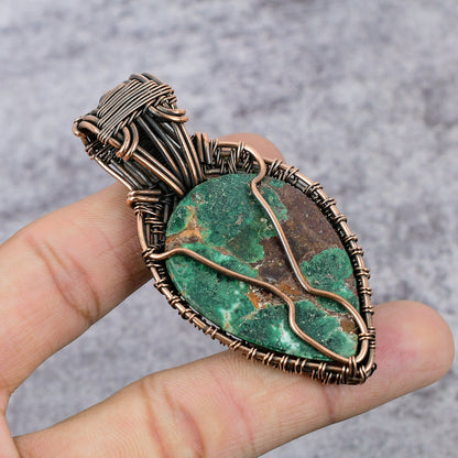 Blue Green Azurite Malachite Gemstone Pendant