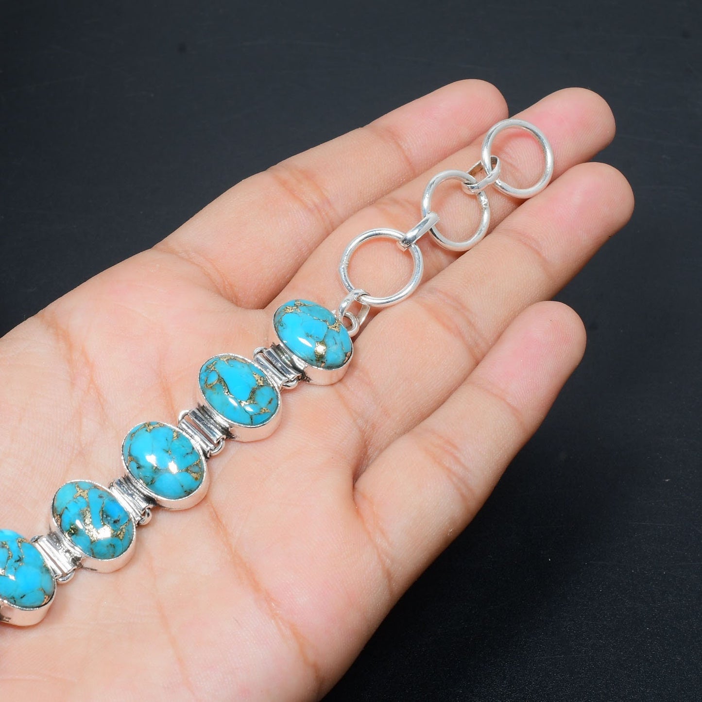 Blue Turquoise Gemstone Bracelet
