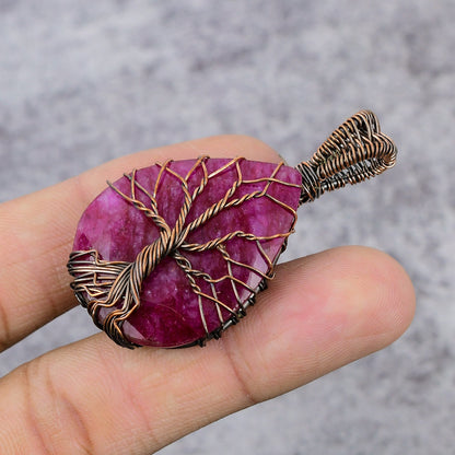 Red Ruby Gemstone Tree of Life Pendant