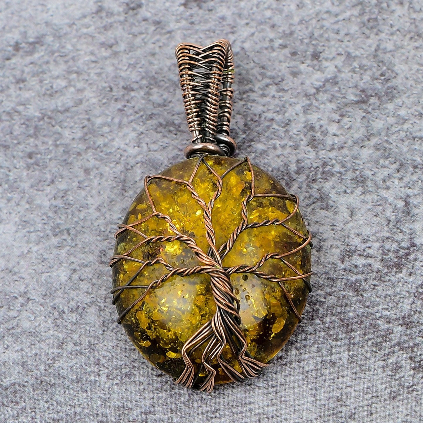 Copper Baltic Amber Gemstone Pendant