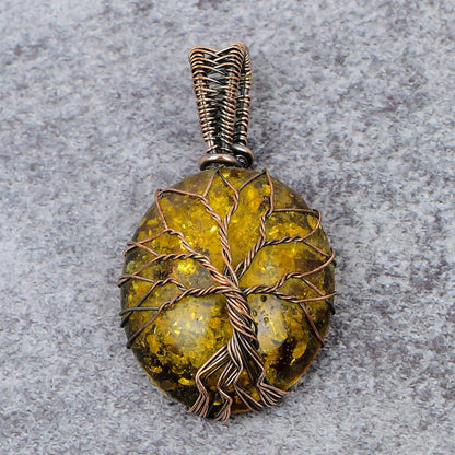 Copper Baltic Amber Gemstone Pendant