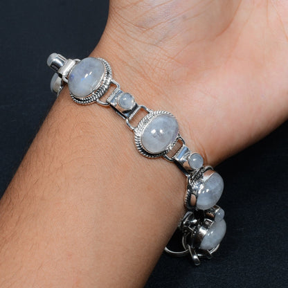 Sterling Silver Rainbow Moonstone Bracelet