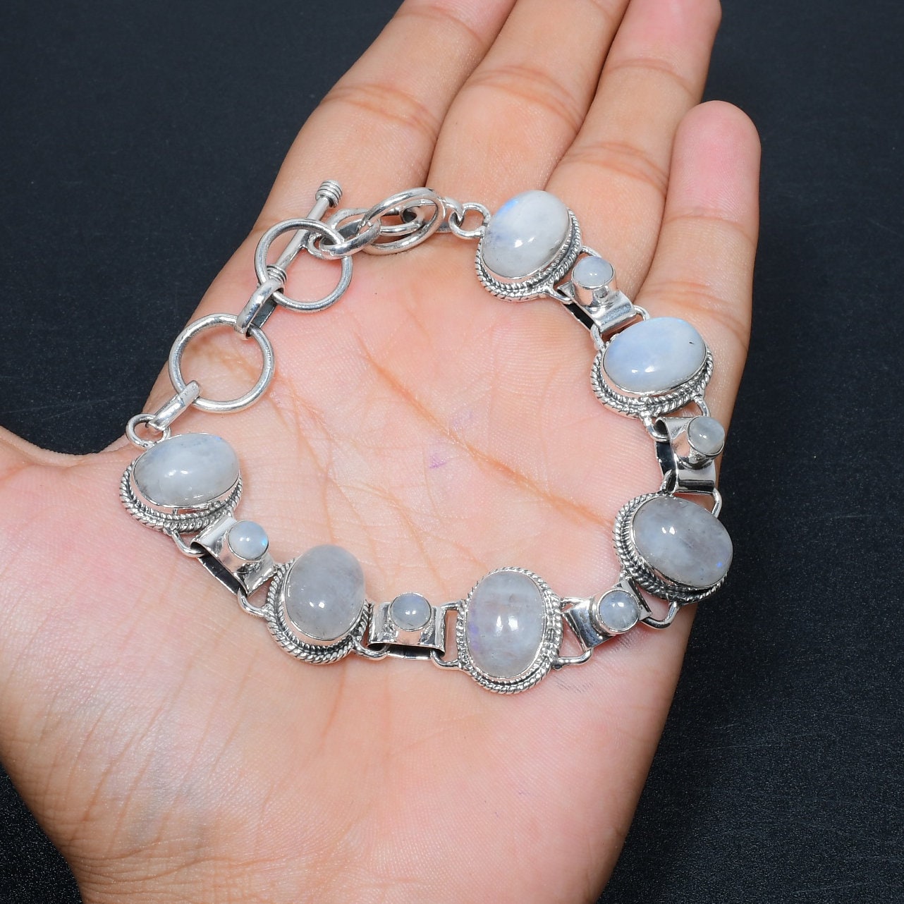 Sterling Silver Rainbow Moonstone Bracelet