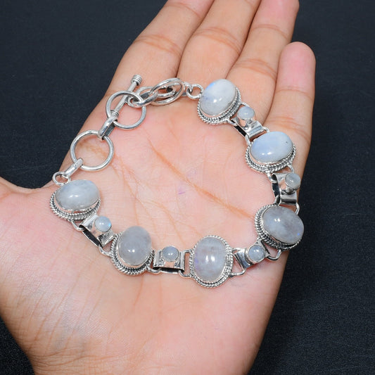 Sterling Silver Rainbow Moonstone Bracelet