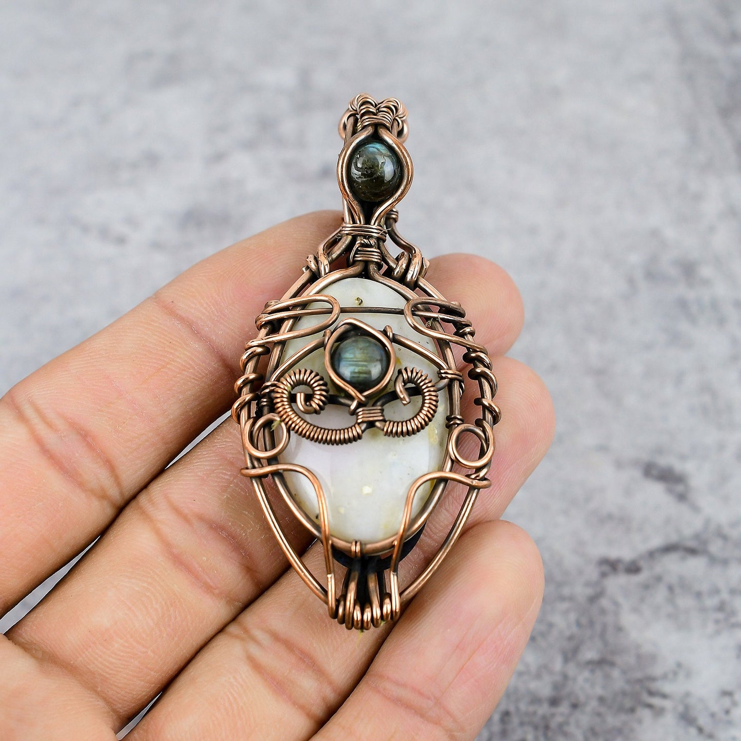 Pink Opal Gemstone Evil Eye Pendant