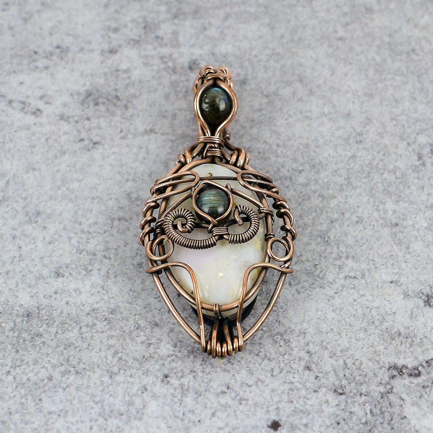 Pink Opal Gemstone Evil Eye Pendant