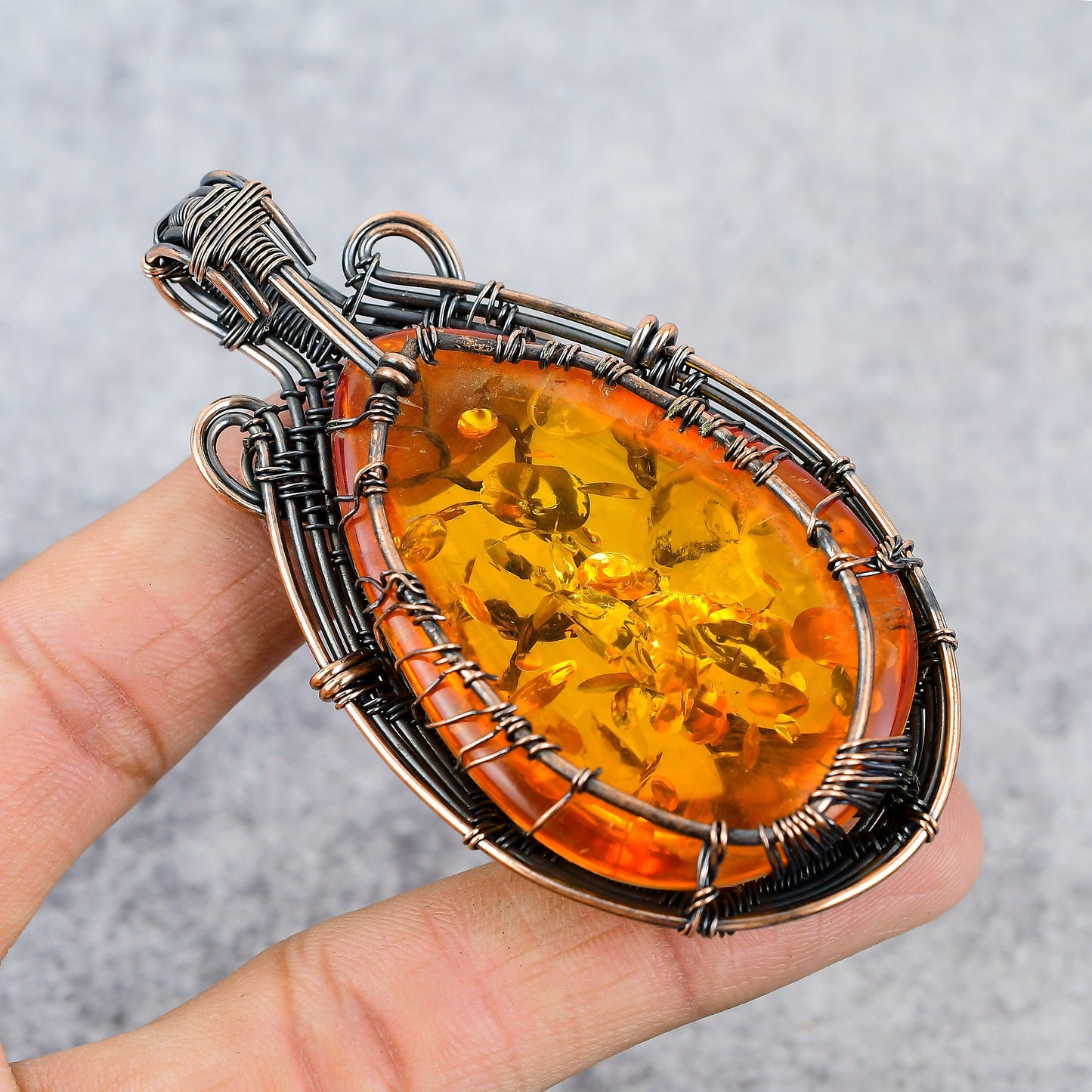 Golden Amber Gemstone Pendant