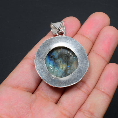 Blue Fire Labradorite Gemstone Pendant