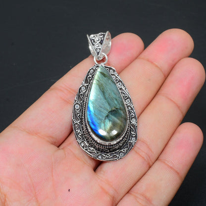 Blue Fire Labradorite Gemstone Pendant