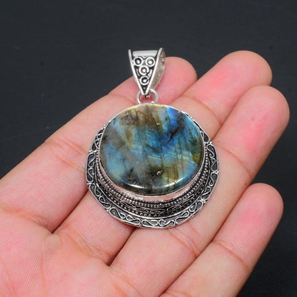 Blue Fire Labradorite Gemstone Pendant