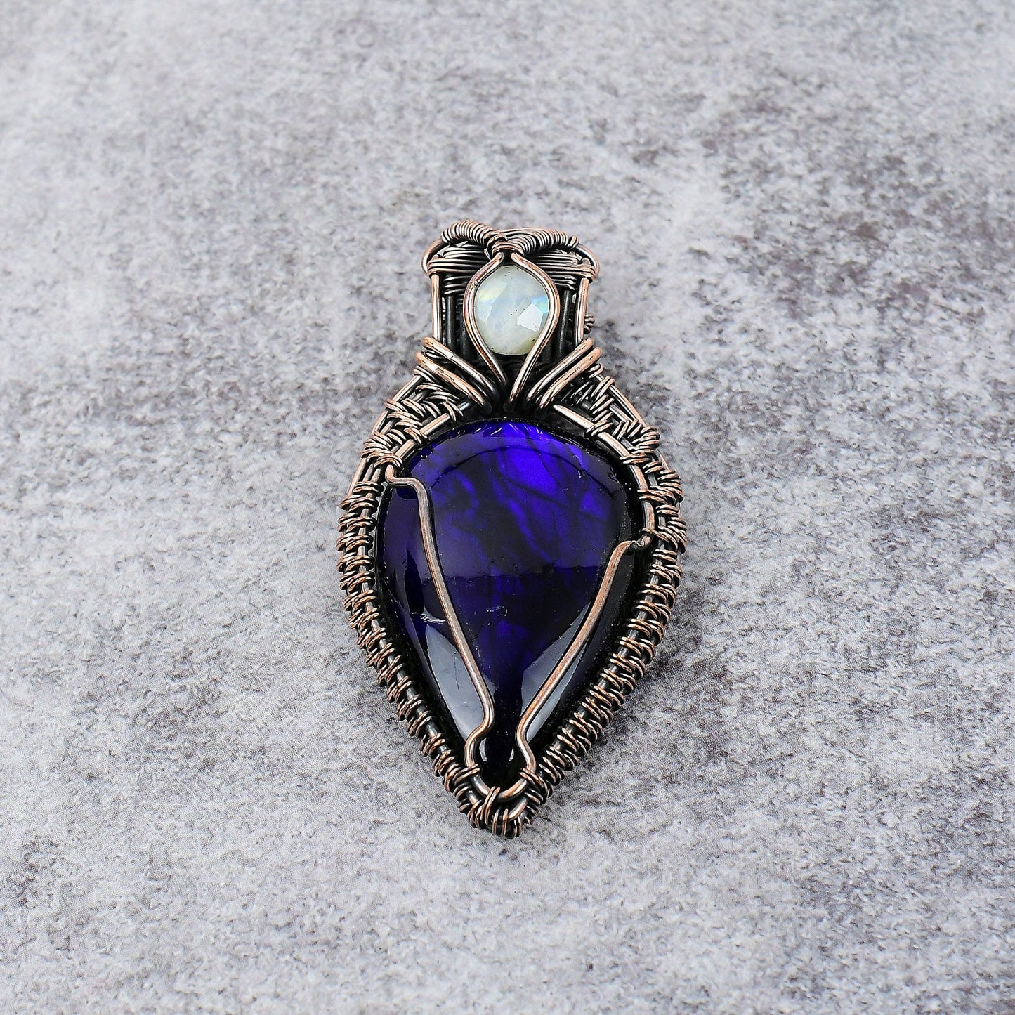 Blue Flash Labradorite & Moonstone Gemstone Pendant
