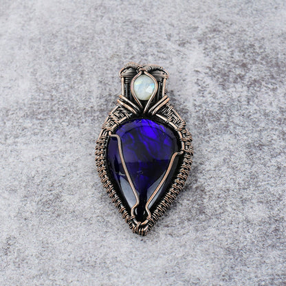 Blue Flash Labradorite & Moonstone Gemstone Pendant