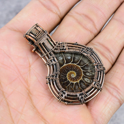 Copper Ammonite Gemstone Pendant