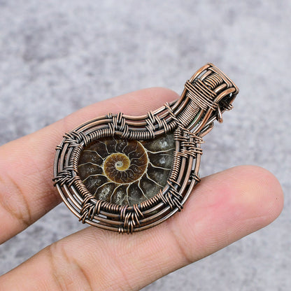 Copper Ammonite Gemstone Pendant