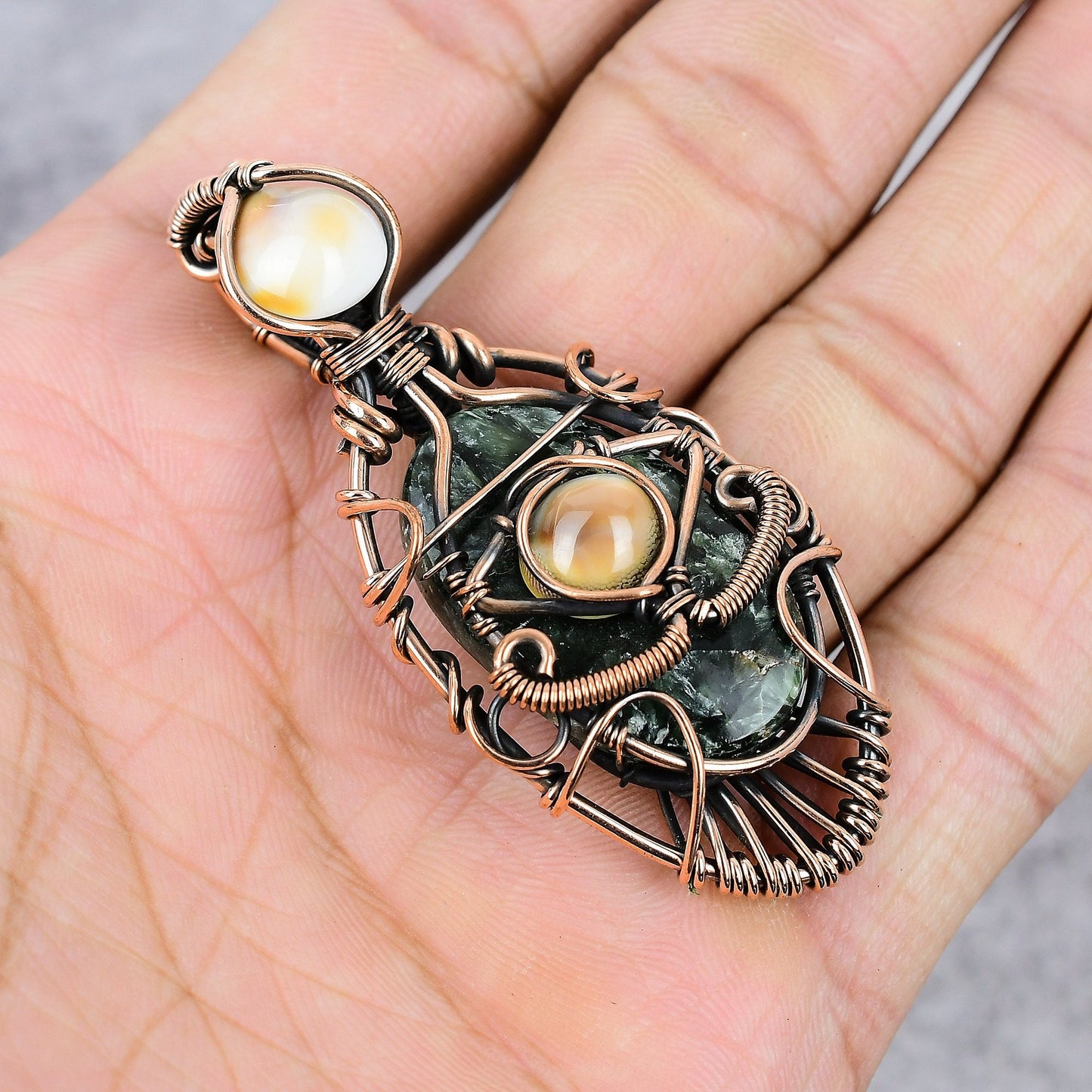 Copper Shiva Eye Gemstone Pendant