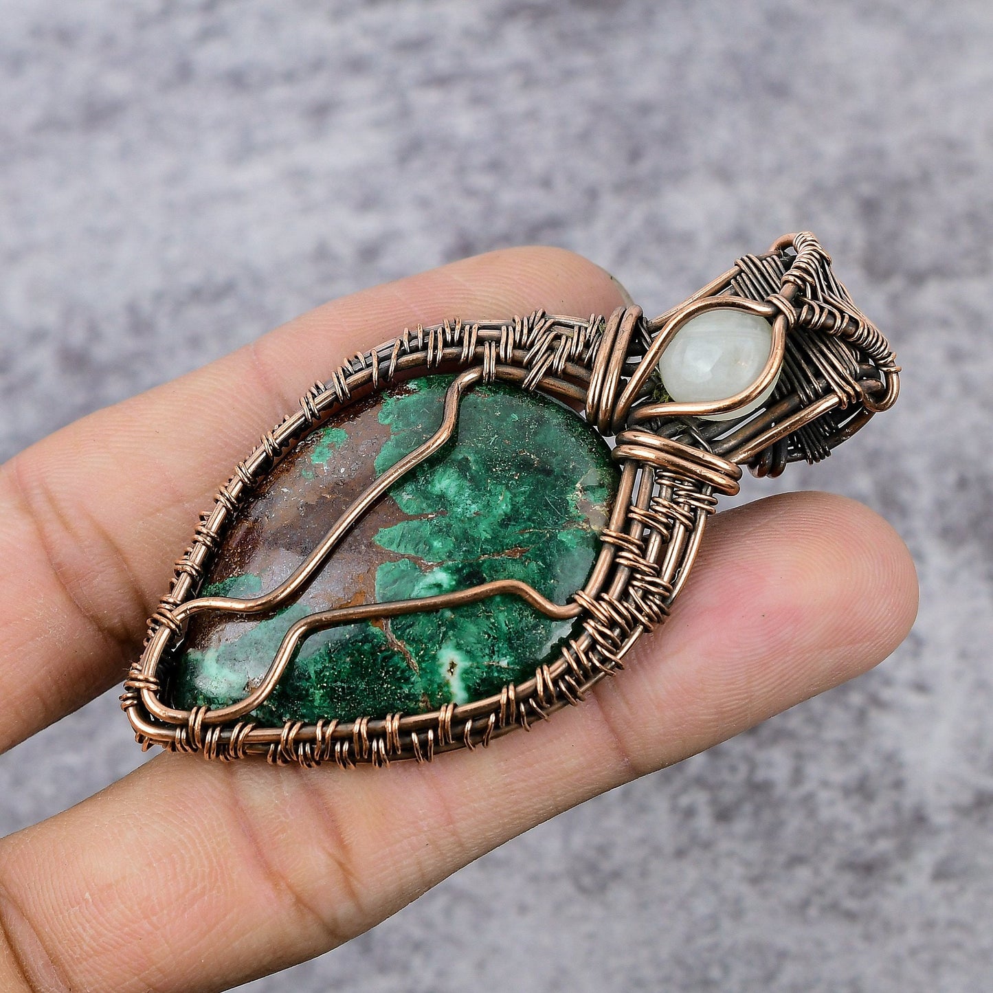 Blue Green Azurite Malachite Gemstone Pendant